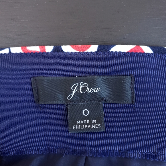 J Crew Heart Print Navy Red Pleated Skirt Size 0 - Picture 9 of 11